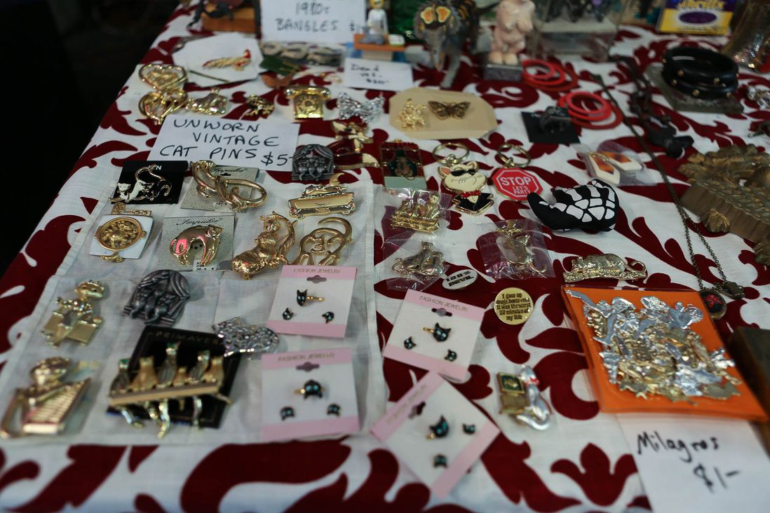 Daisy Tainton had vintage and modern cat-themed jewelry on hand.<br/>